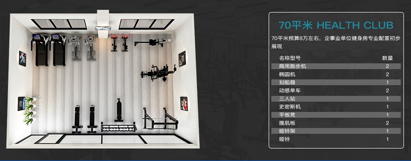 70平方健身室-xc sports,xc健身器材企事业健身解决方案